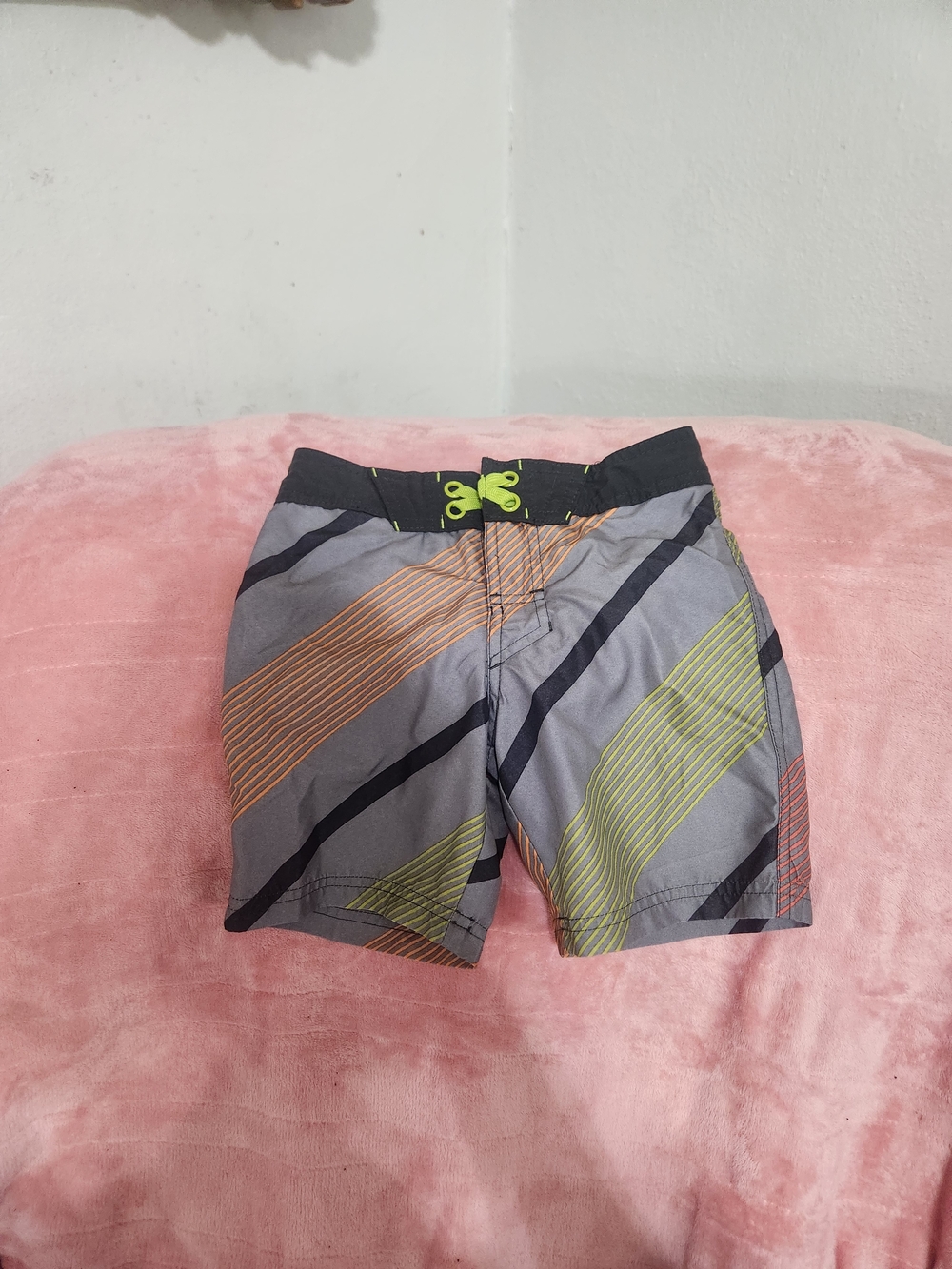 art class Gray Swim Trunks with Orange and Lime Stripes